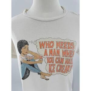 RE/DONE Hanes Graphic T-shirt Tee White Top Vintage Ivory Cotton Small Ice Cream